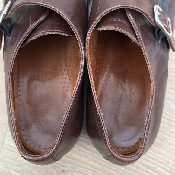 Massimo Matteo Leather Monk Strap Single Buckle Dress Shoes Brown Mens Size 10.5 - Picture 7 of 9